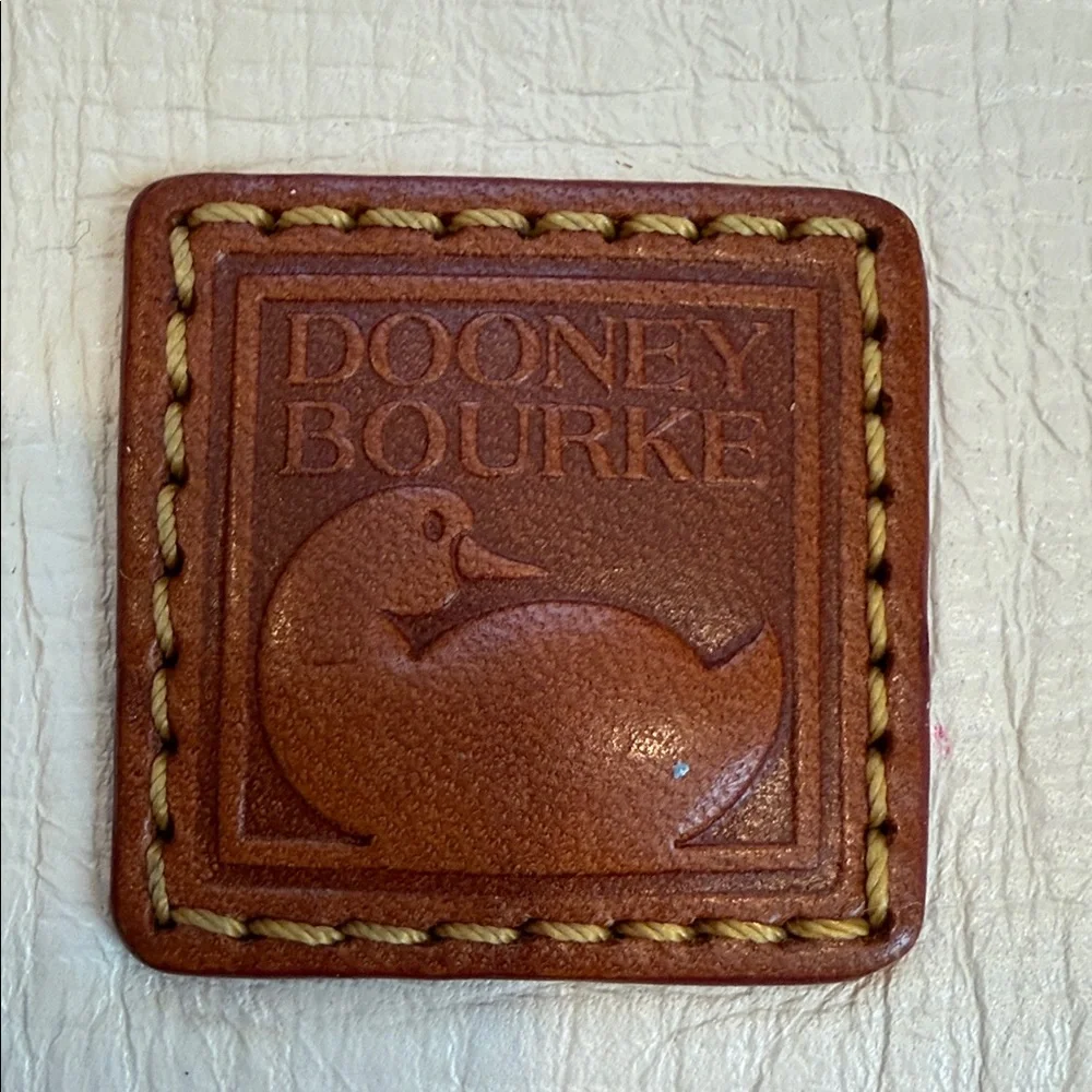 Dooney & Bourke Cream Leather Zip Pouch with Brown Trim